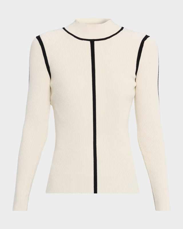 The Chani Mock-Neck Contrast-Trim Sweat